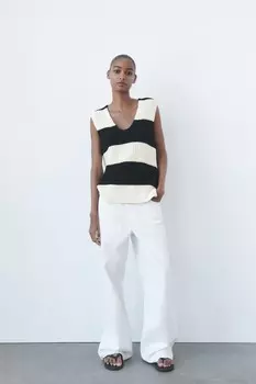 Трикотажный жилет в полоску Zara, полосатый