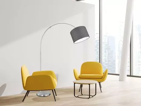 Трио-дуговая лампа с тканевым абажуром серого цвета TRIO, серый