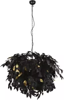 TRIO Leuchten Люстра "Leavy", 4 пламени, лампа E14 | без лампочки, подвесной светильник в виде листа, подвесной светильник без 4xE14 макс. 28 Вт 70 см, Высота: 150 см, цвет schwarz gold