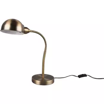 TRIO Leuchten Настольная лампа «Perry», 1 лампочка, лампочка E27 | без лампочки, настольная лампа для офиса, без 1xE27 10Вт, гибкая регулировка, шнуровой выключатель, цвет antik messing