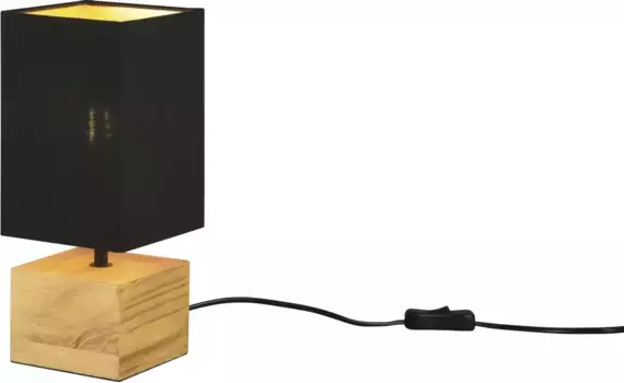 TRIO Leuchten Настольная лампа "Woody", 1 лампочка, лампочка E14 | без лампочек, шнуровой выключатель, лампочки можно заменить Высота: 30 см, цвет schwarz gold