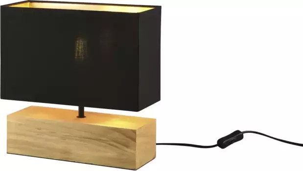 TRIO Leuchten Настольная лампа "Woody", 1 лампочка, лампочка E27 | без лампочек, шнуровой выключатель, лампочки можно заменить Высота: 30,5 см, цвет schwarz gold