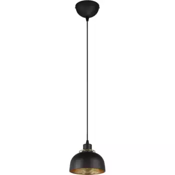 TRIO Leuchten Подвесной светильник «Punch», 1 лампочка, лампа E27 | без лампочки, индустриальный вид, с двойным абажуром, черный и золотой, без 1xE27 макс. 40 Вт