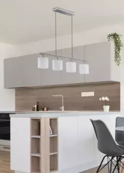 TRIO Leuchten подвесной светильник "Tommy", 4 лампочки, лампа E14 | без лампочки, 4 лампы, регулируемая по высоте, матовый бело-никель, подвесной светильник Высота: 150,0 см., цвет nickelfarben