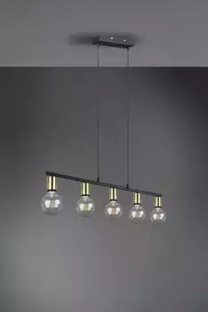 TRIO Leuchten Подвесной светильник "VANNES", 5 лампочек, лампа E27 | без лампочек, можно свободно выбирать лампы E27, идеально подходят для кухонь и жилых помещений Высота: 150 см, цвет messingfarben