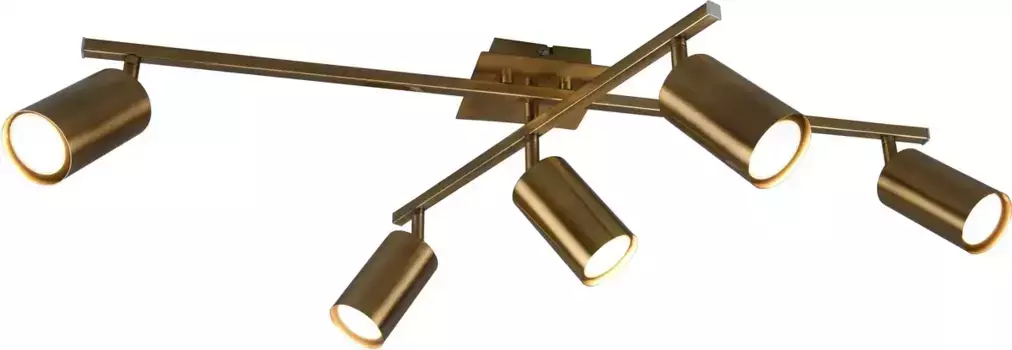 TRIO Leuchten Потолочный светильник "Marley", 5 лампочек, лампа GU10 | без лампочек, с поворотными софитами; Лампы GU10 по выбору 6 см, Высота: 22,4 см, цвет messingfarben
