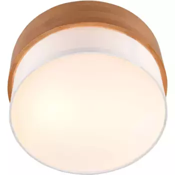 TRIO Leuchten Потолочный светильник «Времена года», 2 лампочки, лампа E14 | без лампочки, деревянный потолочный светильник с тканевым абажуром 30см, без 2xE14 макс. 40Вт, цвет nickel