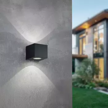 TRIO Leuchten Светодиодный настенный светильник для наружного освещения «Cordoba», 2 лампы, источник света Светодиодная панель | Постоянно встроенный светодиод, матовый черный, подсветка вверх и вниз, IP44, теплый белый 3000 К