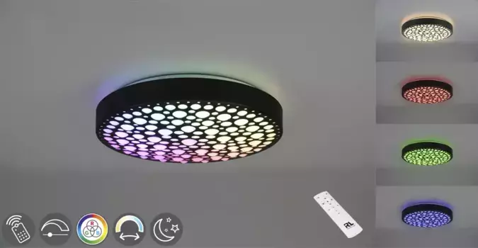 TRIO Leuchten Светодиодный потолочный светильник "Chizu" 40,5 см, Высота: 9,0 см, черный матовый