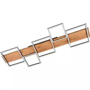 TRIO Leuchten Светодиодный потолочный светильник «Harper», 1 лампочка, источник света Светодиодная панель | Прочно встроенный светодиод, потолочный светильник из дерева + металла. Светодиод с 3 уровнями затемнения, теплый белый, 5700 Лм