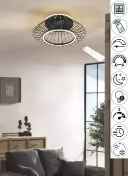 TRIO Leuchten Светодиодный потолочный светильник "KARLSBORG Потолочный вентилятор с подсветкой 50,0 см, Высота: 22,0 см, черный матовый