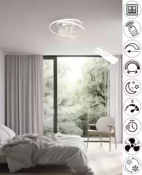 TRIO Leuchten Светодиодный потолочный светильник "Потолочный вентилятор UMEA с подсветкой 50,0 см, Высота: 20,0 см, белый/матовый