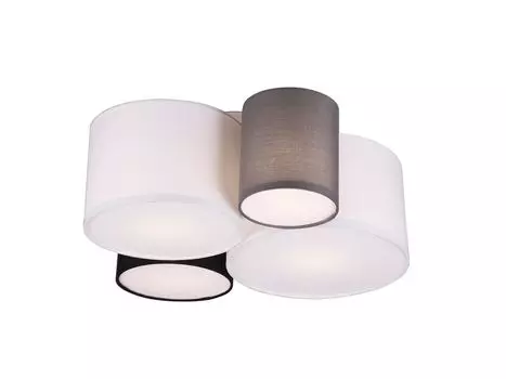 Trio Lights - Дизайнерский потолочный светильник I Потолочный светильник I Лампа I Light разноцветный светильник с 4 лампочками - Sectos I Гостиная I Спальня - текстильный круглый - Подходит для светодиодов E27, белый