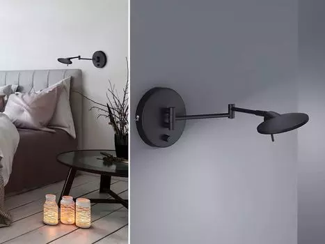 Trio Lights - Современный настенный светильник, черный, регулируемый со светодиодами - Kazam | Гостиная | Спальня | Кухня - Органическая сталь - | (незаменяемый) светодиод