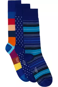 Трио разноцветных хлопковых носков Paul Smith, синий