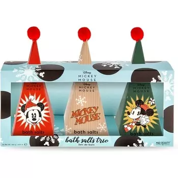 Трио солей для ванн Disney «Микки Маус» — замороженные ягоды, поджаренный зефир и аромат рождественской глазури — в подарочной упаковке — 3 упаковки, Mad Beauty