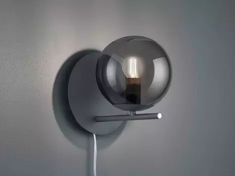 Трио светильников - Арт-деко Настенный светильник в стиле ар-деко, черный с дымчатым стеклом - Flore I гостиная I спальня - круглый - светодиод подходит E14 TRIO