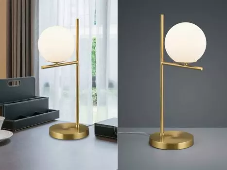 Трио светильников - Арт-деко Настольная лампа в стиле ар-деко золото I латунь с опаловым стеклом - Flore I гостиная I спальня - продолговатая сталь I круглая - подходит светодиод E14 TRIO, желтый