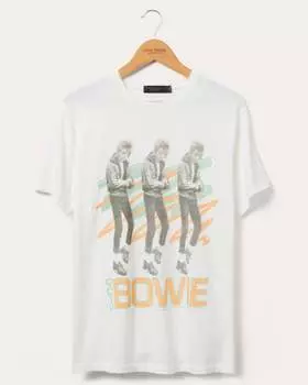 Трижды винтажная футболка Дэвида Боуи Junk Food Clothing, белый