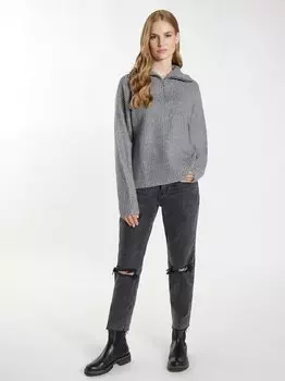 Тройер вязанный в рубчик Dreimaster, серый