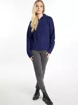 Тройер вязанный в рубчик Dreimaster, синий