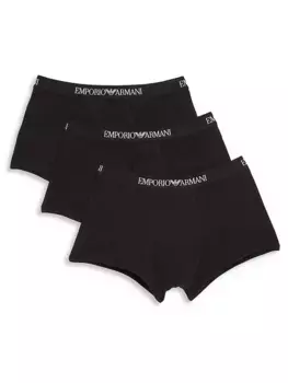 Тройки плавок из чистого хлопка Emporio Armani, черный
