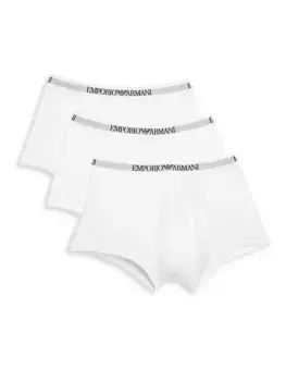 Тройки плавок из чистого хлопка Emporio Armani, белый