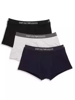 Тройки плавок из чистого хлопка Emporio Armani, черный