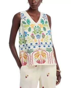 Тропическая майка на пуговицах сзади Johnny Was, мультиколор