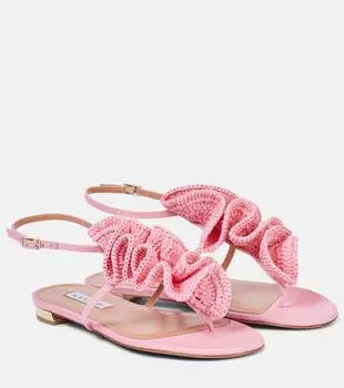 Тропические ночи сандалии-шлепанцы из рафии Aquazzura, Petal Rose
