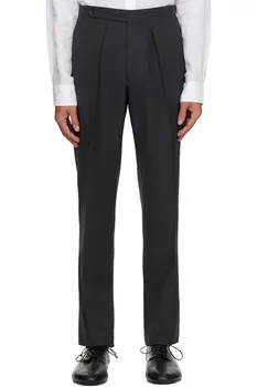 Тропические шерстяные брюки с одной складкой Drake'S, цвет charcoal