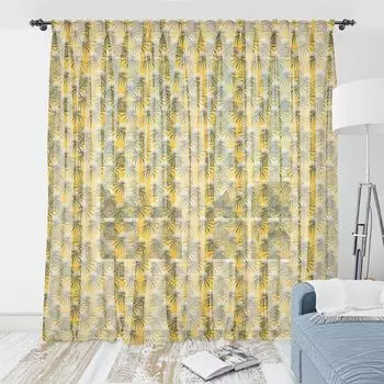 Тропический гобелен ABAKUHAUS, яркие тона, иллюстрация диких цветов, сцена летней атмосферы, шелковистая атласная настенная ткань для гостиной, спальни, 274 см x 274 см, желто-серый, желтый