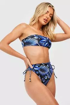 Тропическое бикини с союзами и союзами Boohoo, черный