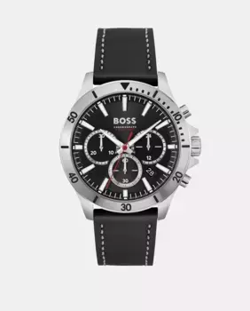 Tropper 1514055 черные кожаные мужские часы с хронографом Boss, черный