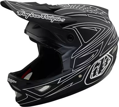 Шлем Troy Lee Designs D3 Fiberlite Spiderstripe для скоростного спуска, черный/белый