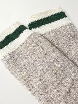 Тряпичные носки в полоску, две пары, ребристая вязка BEAMS PLUS, серый