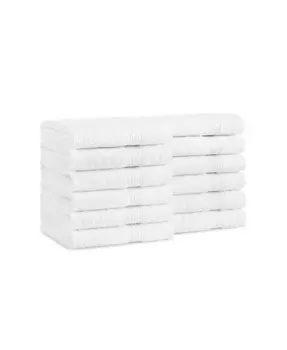 Тряпки для мытья посуды и дома (в упаковке 12 шт.), однотонные варианты, 13x13 дюймов, края с двойной прострочкой, 600 GSM, мягкий хлопок кольцевого прядения, стильная полосатая кайма «добби» Arkwright Home, белый