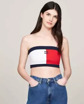 Трубчатый женский топ с цветными блоками Tommy Jeans, белый