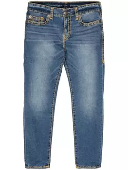 True Religion укороченные джинсы Rocco Stitch средней посадки, синий