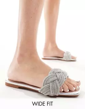 Truffle Collection Wid Fit – Бежевые мюли с декорированными ремешками