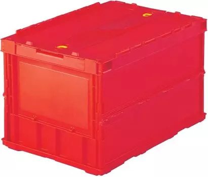 TRUSCO TR-C50B-R Тонкий складной контейнер, 16,9 галлонов (50 л) с запирающейся крышкой, красный, футляр для хранения, ящик для хранения, Red