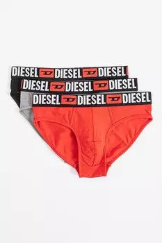 Трусики Andre с контрастным логотипом на талии - 3 пары Diesel, красный