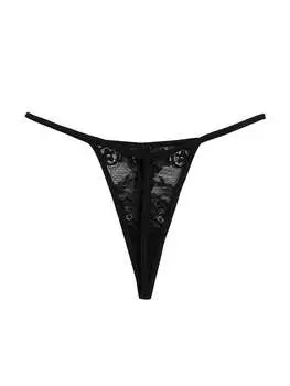 Трусики, бант спереди, вырез, кружево, черный цвет