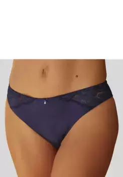 Трусики бикини LASCANA со вставками из цветочного кружева, синий