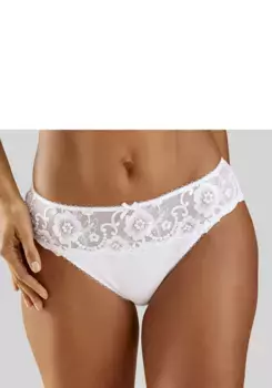 Трусики бикини LASCANA "Ванда" с кружевной вышивкой в цветочном стиле, белый