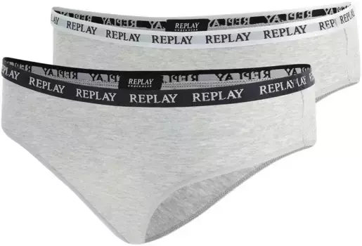 Трусики бикини Replay "LADY SLIP Style 1 T/C 2шт. упаковка "водопад" (2 шт. в упаковке), с надписью-логотипом, серый