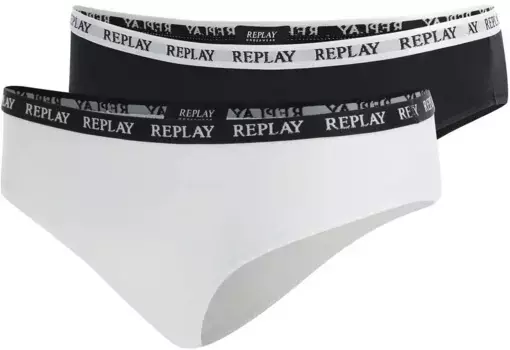 Трусики бикини Replay "LADY SLIP Style 1 T/C 2шт. упаковка "водопад" (2 шт. в упаковке), с надписью-логотипом, белый