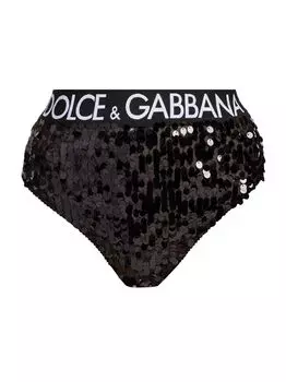 Трусики-бикини с логотипом и пайетками DOLCE&GABBANA, неро