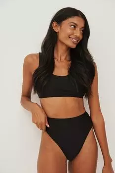 Трусики бикини с высокой талией из переработанного сырья, черные NA-KD, черный