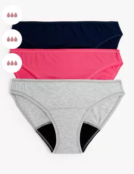 Трусики бикини с высокой впитывающей способностью Marks & Spencer, 3 шт